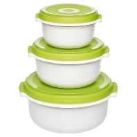 Emsa Micro Family Starter Set 0.5 L, 1 L, 1.5 L, Mikrowellengeschirr, Mikrowellentopf, Apfelgrün, 509741