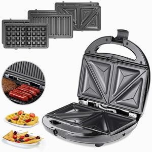 Monzana Kontaktgrill 3in1 Schwarz/Silber 800W