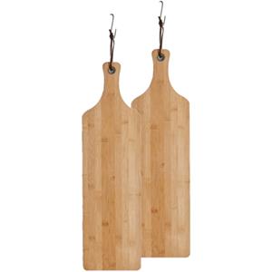 2x Stuks Bamboe Houten Snijplanken/serveerplanken Met Handvat 57 X 16 Cm nijplanken