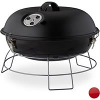 RELAXDAYS Kugelgrill, tragbar, mit Deckel, leckeres BBQ, Picknickgrill mit großer Grillfläche, Holzkohle, Ø36cm, schwarz