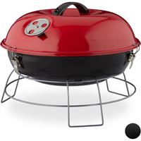 RELAXDAYS Kugelgrill, tragbar, mit Deckel, leckeres BBQ, Picknickgrill mit großer Grillfläche, Holzkohle, Ø36cm, rot