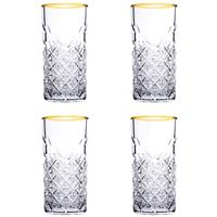 Pasabahce Timeless Longdrinkglas 45 cl Gouden Rand - 4 Stuks