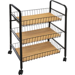 4Goodz Serveerwagen Met 3 Draadstaal Opbergvakken 52x39x70 Cm - Zwart