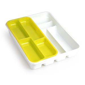 Forte Plastics Witte Bestekbak Inzetbak Met Lime Groen Oplegbakje Kunststof L40 X B30 Cm - Bestekbakken