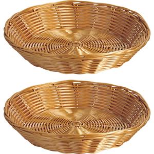 2x Gevlochten Fruitmanden/broodmanden Rond 25 X 6 Cm - Broodmand