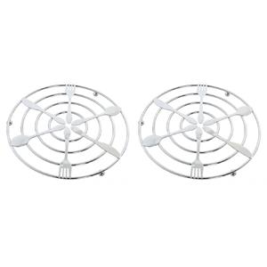 2x Stuks Metalen Pannenonderzetters Rond Zilver Met Bestek Patroon 20 Cm - Panonderzetters