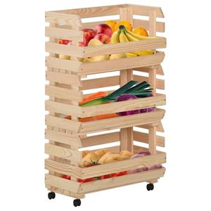 vidaXL Groentetrolley 37x30x80 cm massief grenenhout