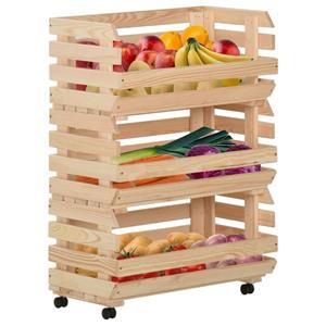 vidaXL Groentetrolley 57x30x80 cm massief grenenhout