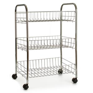 Keukentrolley/roltafel/organizer Met 3 Lagen/manden Van Metaal 40 X 26 X 63 Cm - Opberg Trolley