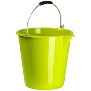Forte Plastics Set Van 2x Stuks Kunststof Emmers Met Schenktuit Lime Groen 12 Liter - Emmers