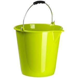 Forte Plastics Set Van 2x Stuks Kunststof Emmers Met Schenktuit Lime Groen 12 Liter - Emmers