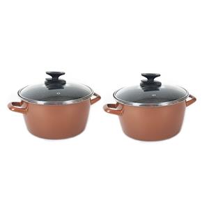 Set Van 2x Stuks Rvs Rose Kookpan/pan Met Glazen Deksel 24 Cm 9 Liter - Kookpannen