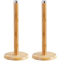 2x Keukenpapier Houder Bamboe Hout 14 X 32 Cm - Keukenrolhouders