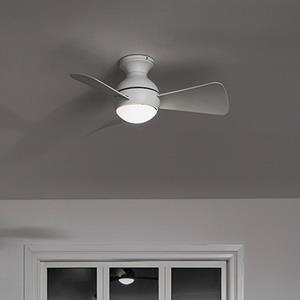 ELSTEAD 3 Blade 86cm Ceiling Fan with LED Light Matt White Remote Control 86 cm Deckenventilator mit 3 Flügeln mit LED-Licht mattweißer Fernbedienung