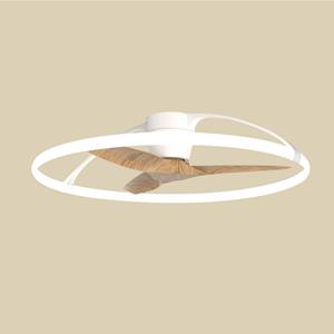 Mantra IluminaciÃ³n LED plafondventilator Nepal, app, wit/beuken