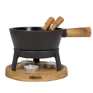 boskaholland Boska Fondue-Set Pro S, Käsefondue, Fondue, Edelstahl, Gusseisen, Eichenholz, Anthrazit, 700 ml, 853547