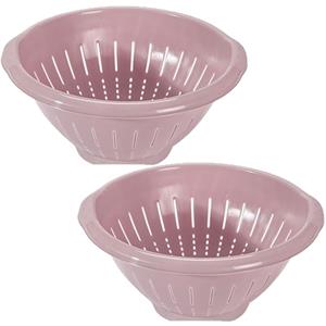 Hega Hogar 2x Stuks Kunststof Keuken Vergieten/zeven In Het Oud Roze 30 X 14 Cm Met Rand - Vergieten
