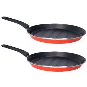 San Ignacio Set Van 2x Stuks Aluminium Grillpan Met Anti-aanbak Laag 28 Cm - Grilpannen