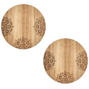 2x Ronde Snij/serveerplanken Met Mandala Print 27 Cm nijplanken