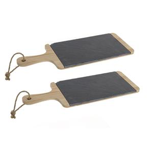 2x Stuks Luxe Houten Snijplanken 42 X 15 Cm Zwart nijplanken