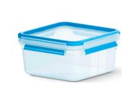 CLIP & CLOSE Frischhaltedose, Aufbewahrungsdose, Dose, Quadratisch, Kunststoff, Transparent/Blau, 1.3 L, N1011300 - Emsa