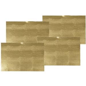 Bellatio 4x Stuks Rechthoekige Placemats Goud Glitter 30 X 45 Cm Van Kunststof - Placemats