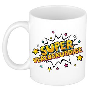 Bellatio Super Verloskundige Bedank Mok / Cadeaubeker Wit Met Sterren 300 Ml - Feest Mokken