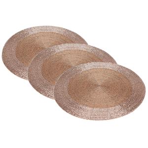 Bellatio 4x Stuks Placemats/onderleggers Champagne Rond D35 Cm - Placemats