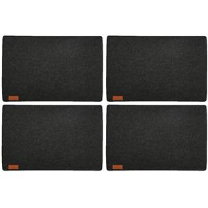 4x Stuks Rechthoekige Placemats Met Ronde Hoeken Polyester Antraciet 30 X 45 Cm - Placemats