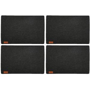 4x Stuks Rechthoekige Placemats Met Ronde Hoeken Polyester Antraciet 30 X 45 Cm - Placemats