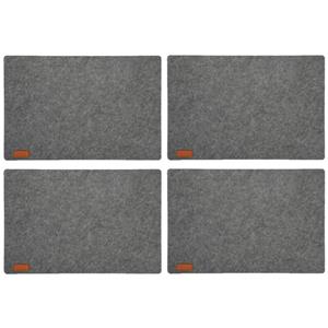 4x Stuks Rechthoekige Placemats Met Ronde Hoeken Polyester Grijs 30 X 45 Cm - Placemats