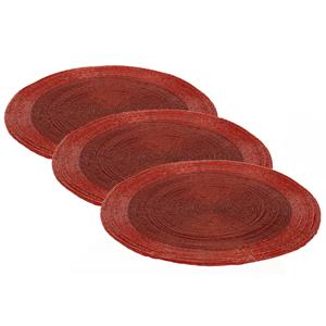 Bellatio 4x Stuks Placemats/onderleggers Rood Rond D35 Cm - Placemats