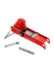 De Buyer Mandoline Swing Plus rot mit horizontaler Doppelklinge und Julienne-Doppelklinge