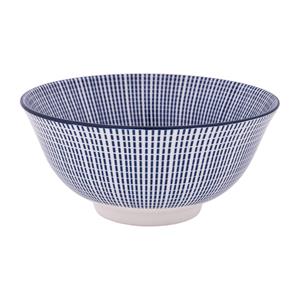 Xenos Schaaltje blue print - stripes - ⌀15 cm
