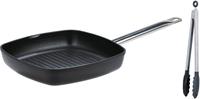 Gsw Grillpfanne Gastro traditionell, Aluminiumguss, (Set, 3 tlg.), 28x28 cm, incl. Multizange 30 cm, Induktion