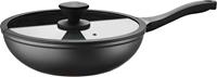 Pintinox Wok Pro Aluminium Wok, Aluminium, 3-lagige Antihaftbeschichtung, Induktionsgeeignet, Ø 30 cm, inkl. Deckel