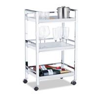 Relaxdays Servierwagen mit 3 abnehmbaren Tabletts weiß