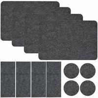 Dunedesign Filz Tischset Bestecktasche Untersetzer Set 43x30 cm Stoff Platzset Filzset Grau