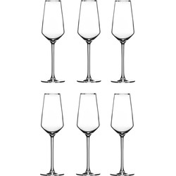 4Goodz Alvito Champagne Flutes 6 Stuks Inhoud 21 Cl Met Zilveren Rand