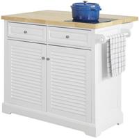 SoBuy Kücheninsel Küchenwagen Küchenschrank mit erweiterbarer Arbeitsplatte weiß