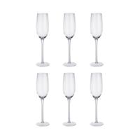 Butlers MODERN TIMES 6x Champagnerflöte mit Rillen 230ml Sektgläser transparent