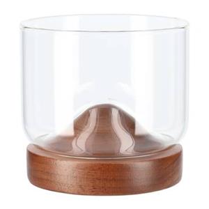 Aretica Whiskey Glas Met Houten Onderzetter - Bruin