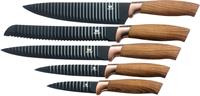 King Messer-Set Essential, (Set, 5 tlg., 1 Kochmesser 20cm, 1 Brotmesser 20cm, 1 Universalmesser 12.5cm, 1 Ausbeinmesser 20cm, 1 Gemüsemesser 8.5cm), Wellenschliff, Griffe in Holzoptik, im Gesche