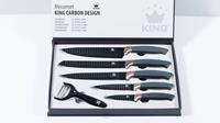 King Messer-Set Carbon Design, (6 tlg.), (5 Messer), incl. Sparschäler, Wellenschliff