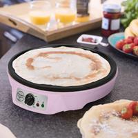 Bestron Crêpesmaker im Retro Design, 1000 W, Ø 30 cm, inkl. Teigverteiler & Crêpes-Wender, mit Antihaftbeschichtung, Farbe: Pink