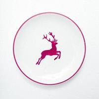 Gmundner Keramik Bordeauxroter Hirsch Dessertteller / Frühstücksteller Cup d: 20 cm / h: 2,6 cm