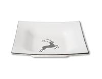 Gmundner Keramik Grauer Hirsch Suppenteller 20x20x4,2 cm