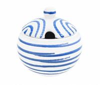 Gmundner Keramik Blaugeflammt Zuckerdose glatt mit Ausschnitt d: 10 cm / h: 11 cm
