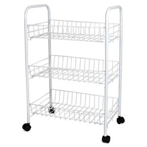 Witte Keuken Trolley Met Manden Op Wielen 40 X 26 X 62 Cm - Keukentrolley - Keuken/badkamer Rekje Van Metaal