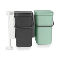 Brabantia inbouwemmer Sort&Go 2x12l Jade groen/donkergroen